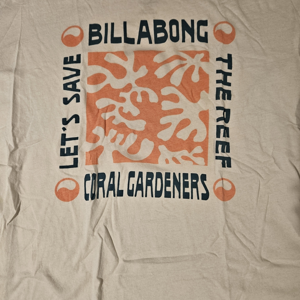 Billabong Cream and Orange Short Sleeve Tee